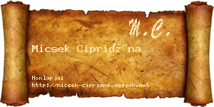 Micsek Cipriána névjegykártya